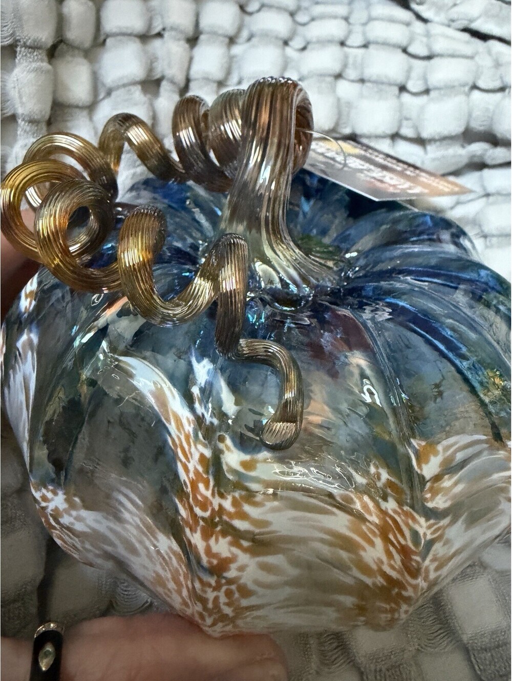 Handblown Glass Pumpkin by Luke Bryan Glassblowing Studio. Signed.